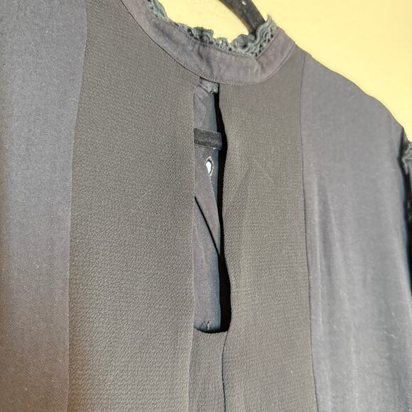 Three of Something Blouse Womens XL Black Lace Long Sleeve Business Casual - Picture 10 of 13